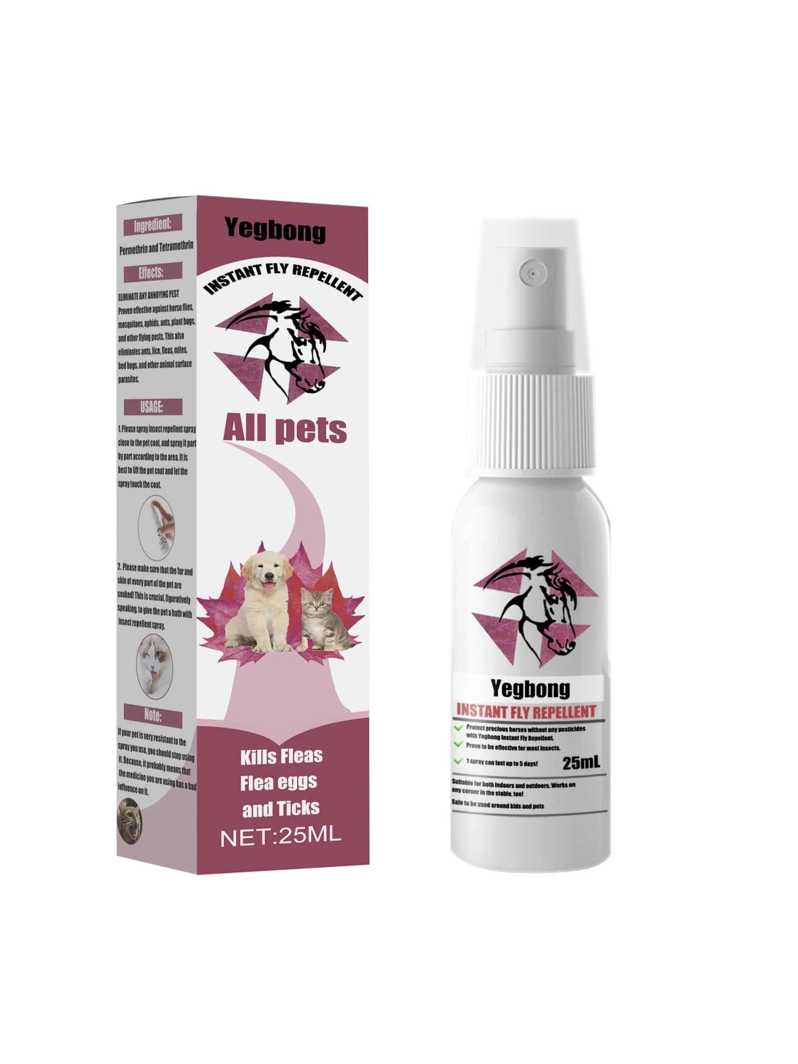 Yegbong Pet Insect Repellent Flea And Tick Repellent For Cats And Dogs External Use Anti-Itch Spray