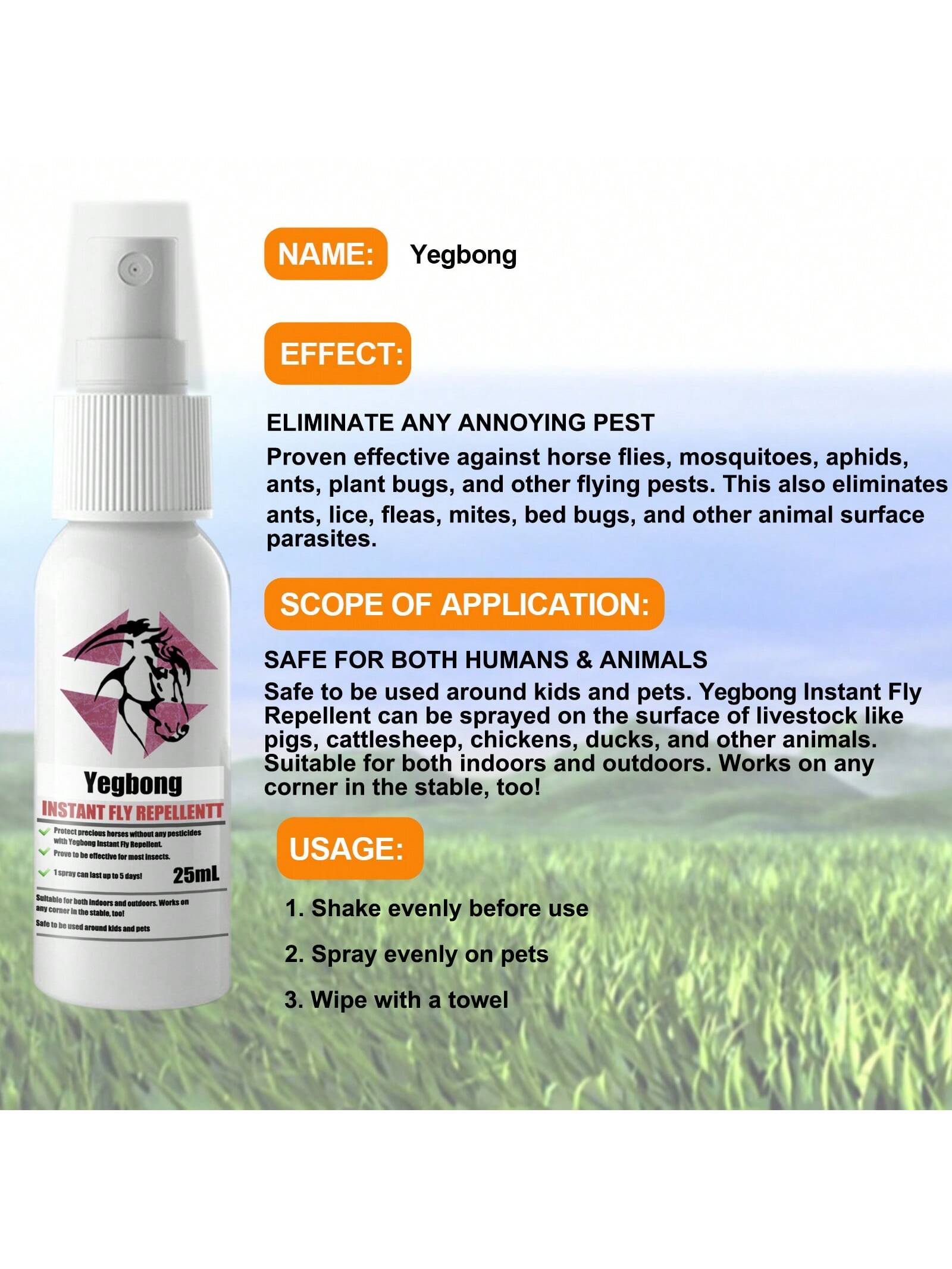 Yegbong Pet Insect Repellent Flea And Tick Repellent For Cats And Dogs External Use Anti-Itch Spray