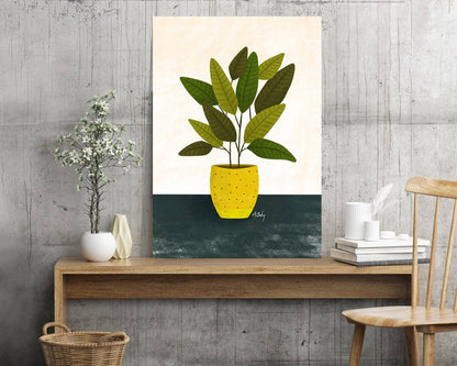 Yellow Pot - potted plant art print