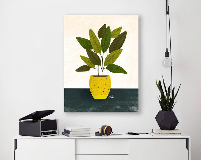 Yellow Pot - potted plant art print