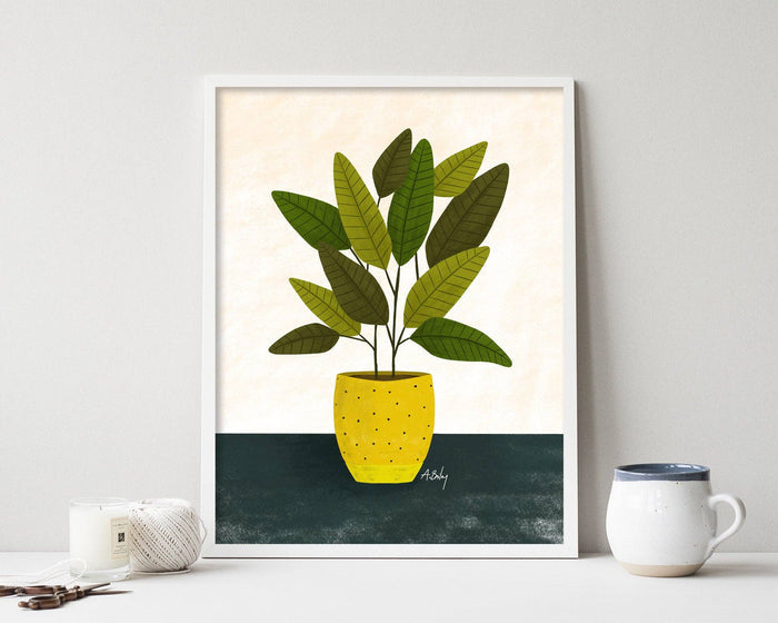 Yellow Pot - potted plant art print