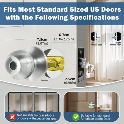 YFK Biometric Smart Fingerprint Door Handle, Keyless Entry Bedroom Door Lock With APP Control & Backup Mechanical Key, Interior Security Lock For Bedroom, Apartment & Office, Black/Silver