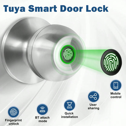 YFK Biometric Smart Fingerprint Door Handle, Keyless Entry Bedroom Door Lock With APP Control & Backup Mechanical Key, Interior Security Lock For Bedroom, Apartment & Office, Black/Silver