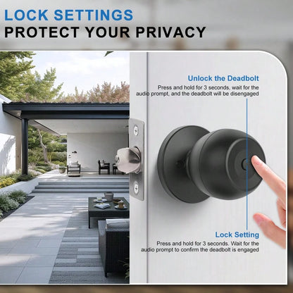 YFK Smart Fingerprint Door Handle, Biometric Door Lock, 5 Unlocking Methods: Fingerprint, NFC Card, Password, App, And Backup Key, Keyless Fingerprint Door Lock, Suitable For Bedrooms, Apartments, And