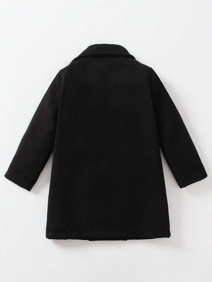 Young Boy Lapel Neck Double Breasted Overcoat