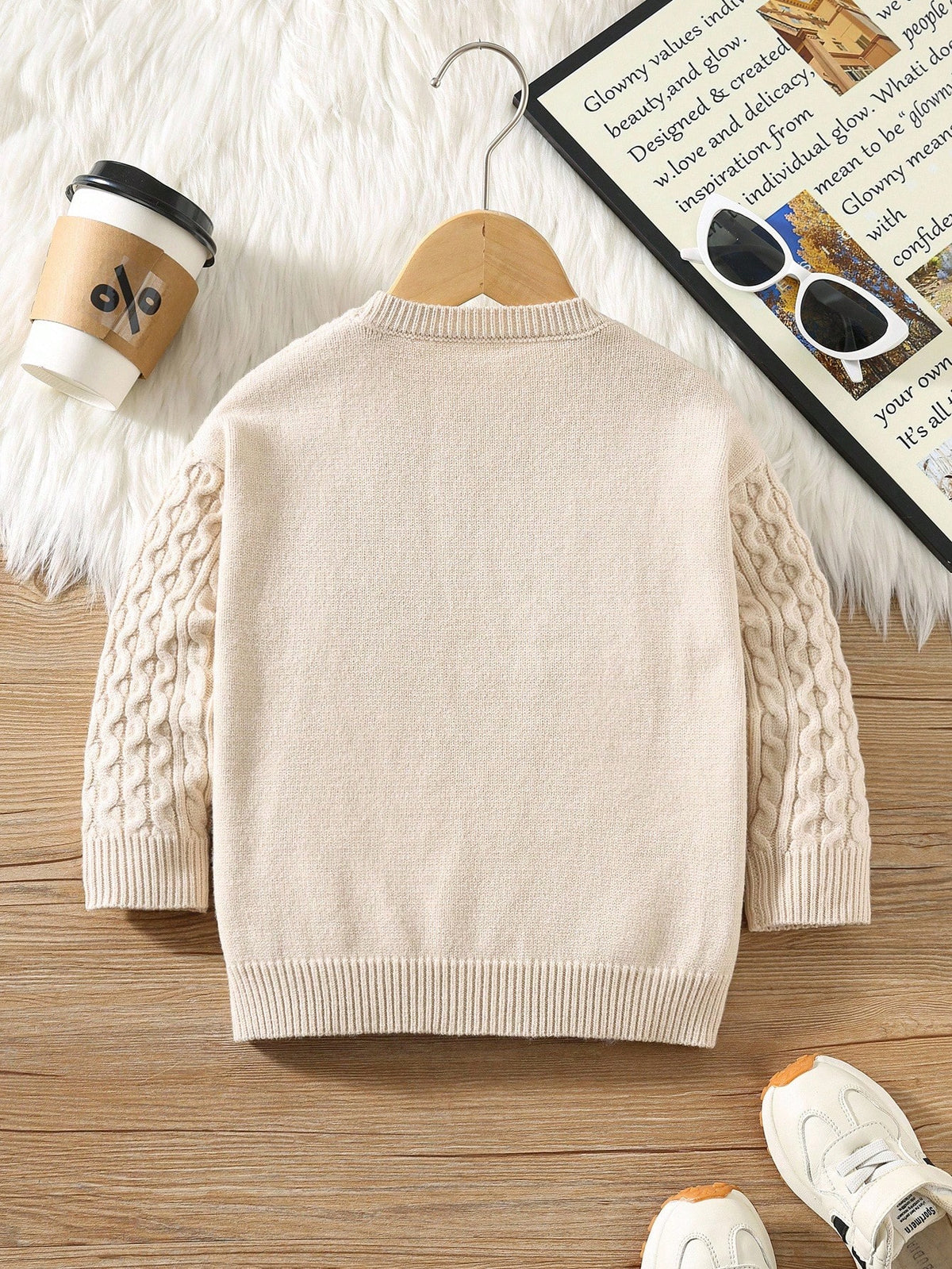 Young Boys' Comfortable Versatile Solid Color Crew Neck Pullover Sweater Winter Sweater For Kids Kids Knit Sweater Boys Cable Knit Sweater Fall