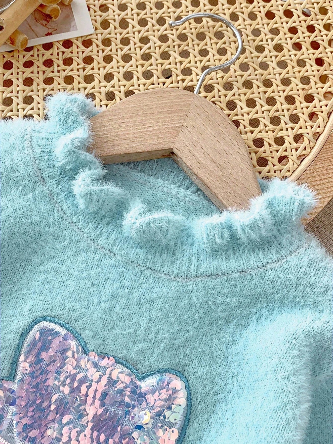 Young Girl Fashionable Versatile Cute Sequin Knit Sweater, Autumn/Winter