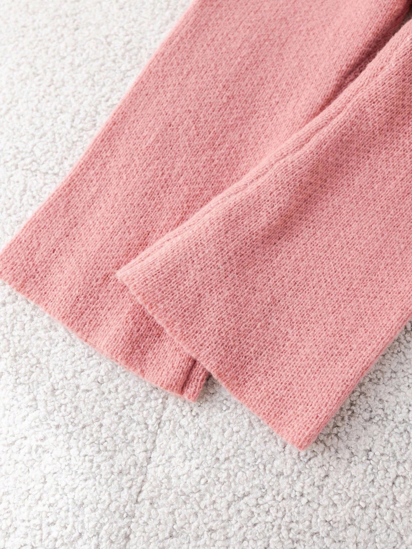Young Girl Floral Pattern Pink Long Sleeve Sweater & Elastic Waist Pants Set, Casual For Autumn/Winter Fall