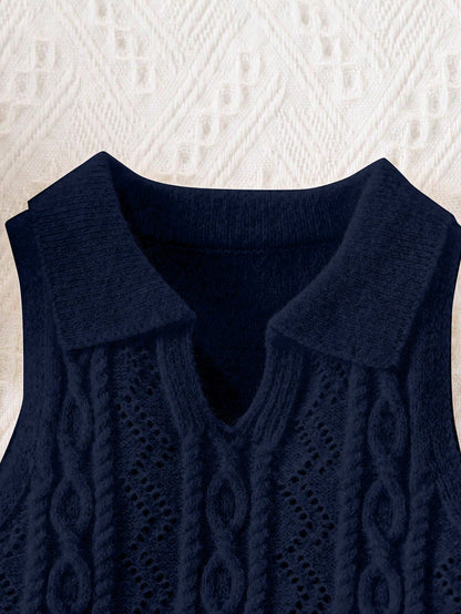 Young Girl Solid Color Sleeveless Knit Vest