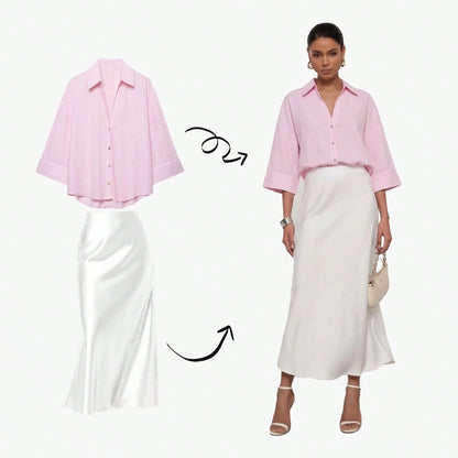 YROOE Women's Casual Versatile Blouse, Minimalist/Business Casual/Daily Commute/Simple Elegant, Fashion Casual Turndown Collar Wide Sleeve Shirt, Spring/Summer/Autumn/Winter