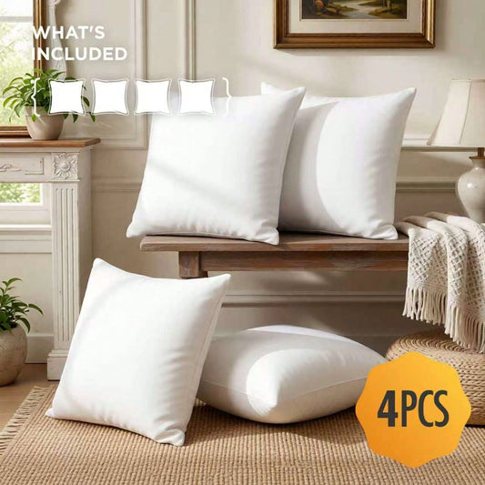 YUNDO Label 4-Piece White Pillow Core, Lightweight Down Instead Of Polyester Pillow, Sofa Cushion, Bed Pillow (4pc)