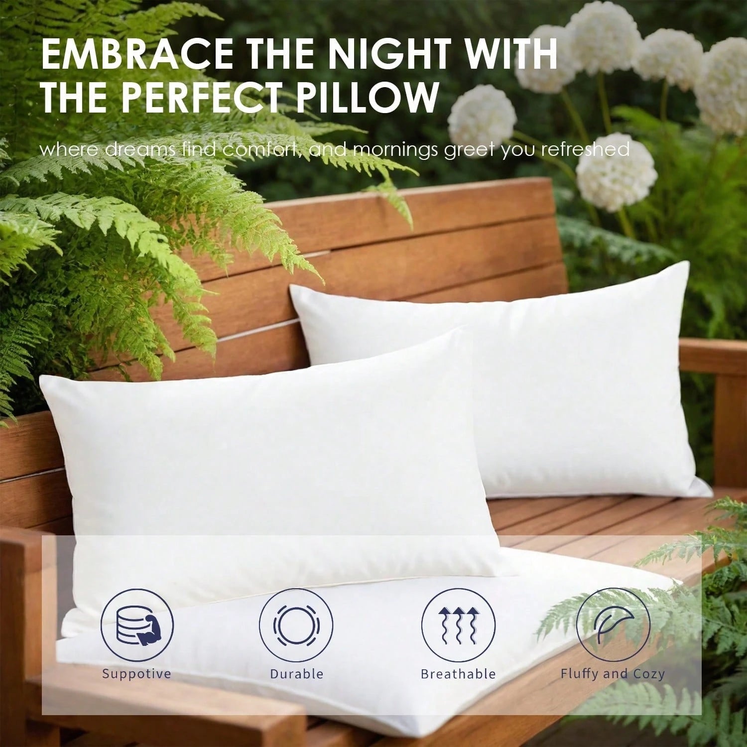 YUNDO Label 4-Piece White Pillow Core, Lightweight Down Instead Of Polyester Pillow, Sofa Cushion, Bed Pillow (4pc)