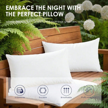YUNDO Label 4-Piece White Pillow Core, Lightweight Down Instead Of Polyester Pillow, Sofa Cushion, Bed Pillow (4pc)