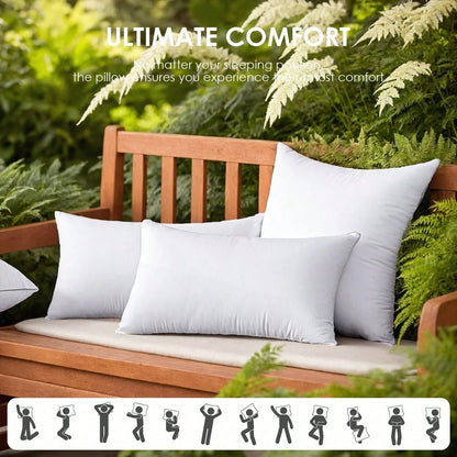 YUNDO Label 4-Piece White Pillow Core, Lightweight Down Instead Of Polyester Pillow, Sofa Cushion, Bed Pillow (4pc)