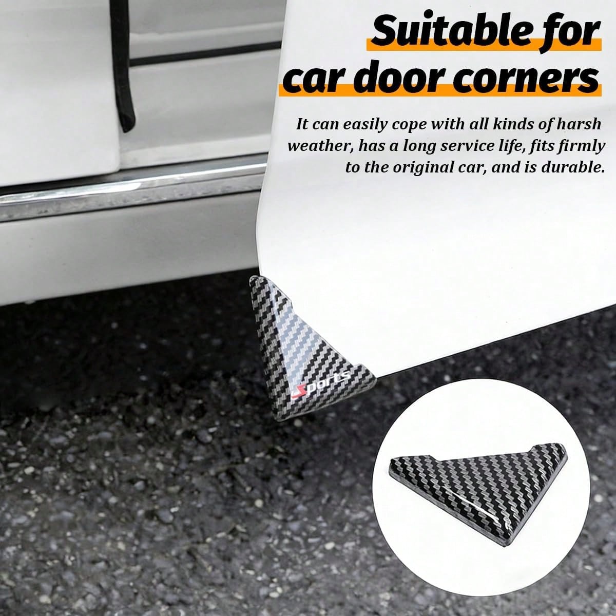 Ywdiml 2PCS Car Door Corner Protector Edge Guard, Carbon Fiber Anti-Collision Front Door Edge Scratch-Proof Sticker, Self-Adhesive Auto Corner Protector Cover Trim, Universal For Vehicles (No Sport)