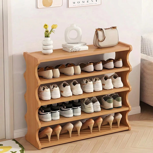Yworvi A [Bamboo Shoe Rack] Christmas Gift Bamboo Shoe Rack| Wood Grain Veneer Shoe Storage Rack, Easy To Assemble, Space-Saving, Suitable For Front Door Entrance, Entryway, Living Room, Bedroom, Gar