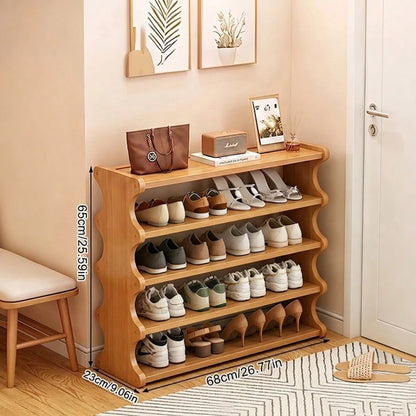 Yworvi A [Bamboo Shoe Rack] Christmas Gift Bamboo Shoe Rack| Wood Grain Veneer Shoe Storage Rack, Easy To Assemble, Space-Saving, Suitable For Front Door Entrance, Entryway, Living Room, Bedroom, Gar