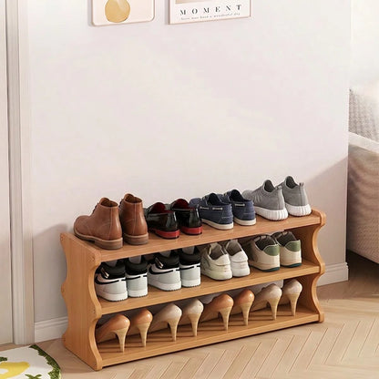 Yworvi A [Bamboo Shoe Rack] Christmas Gift Bamboo Shoe Rack| Wood Grain Veneer Shoe Storage Rack, Easy To Assemble, Space-Saving, Suitable For Front Door Entrance, Entryway, Living Room, Bedroom, Gar
