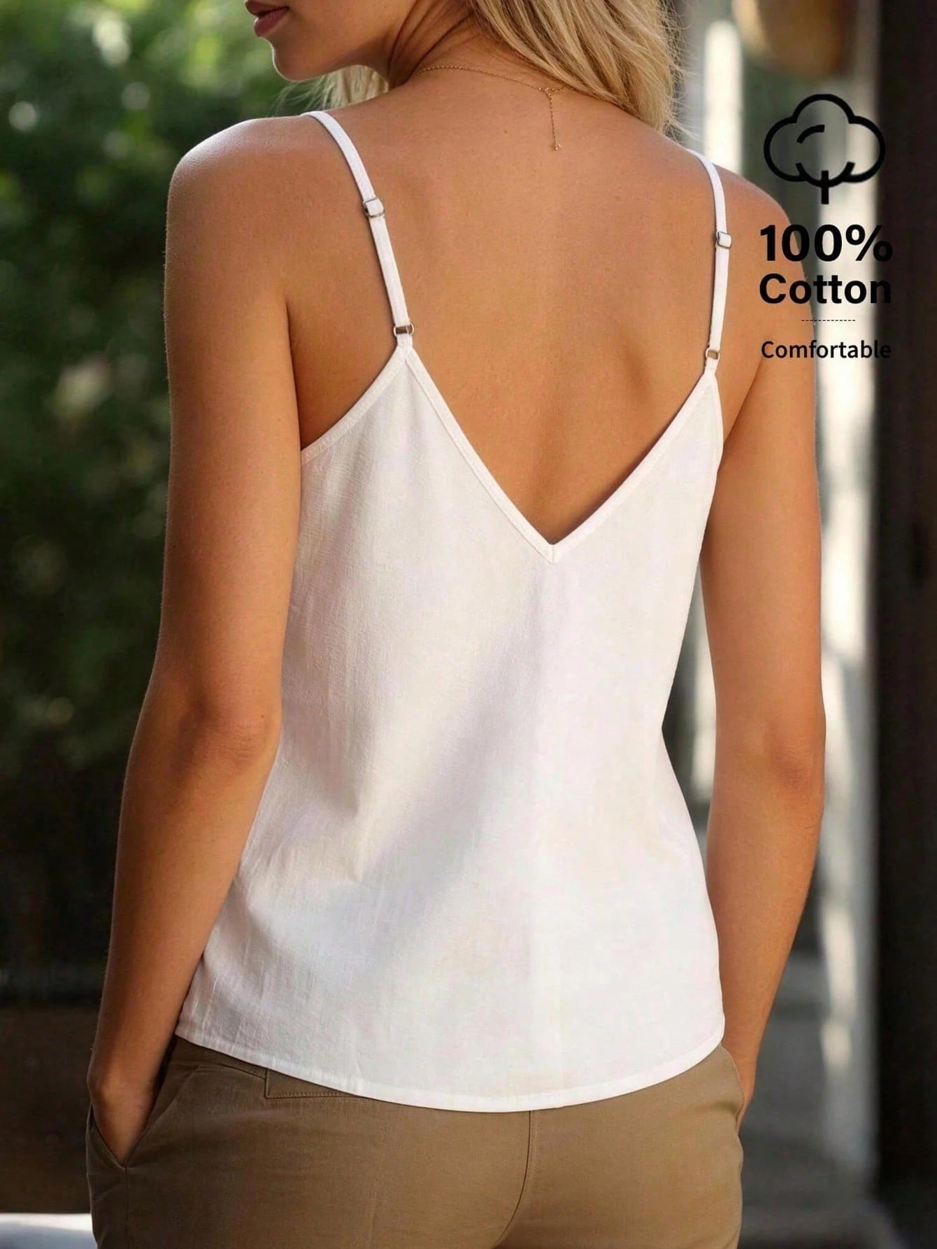 Zayélia Women's Solid Color Casual Loose Button Decor Camisole Vacation All White Summer