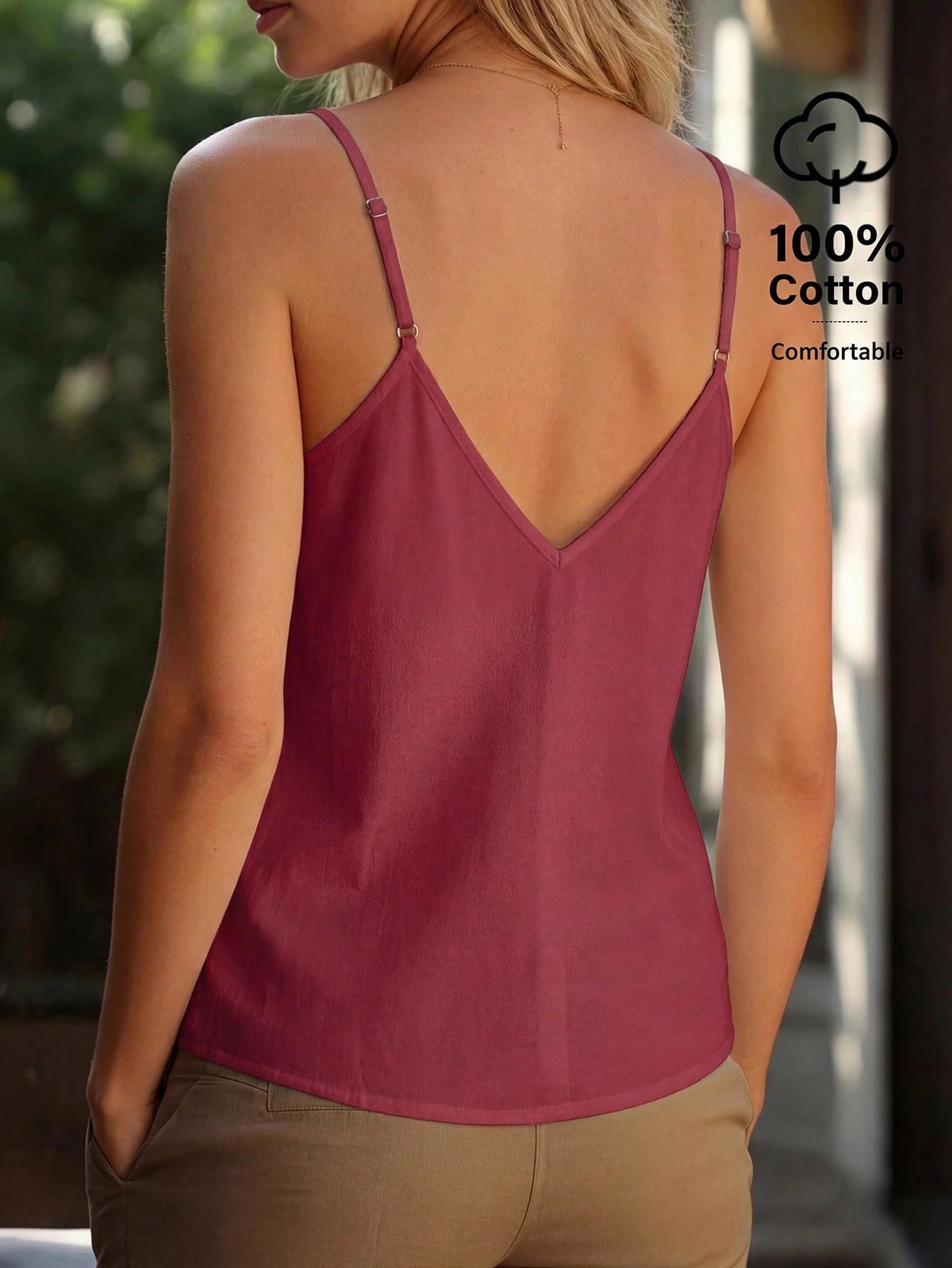 Zayélia Women's Solid Color Casual Loose Button Decor Camisole Vacation All White Summer