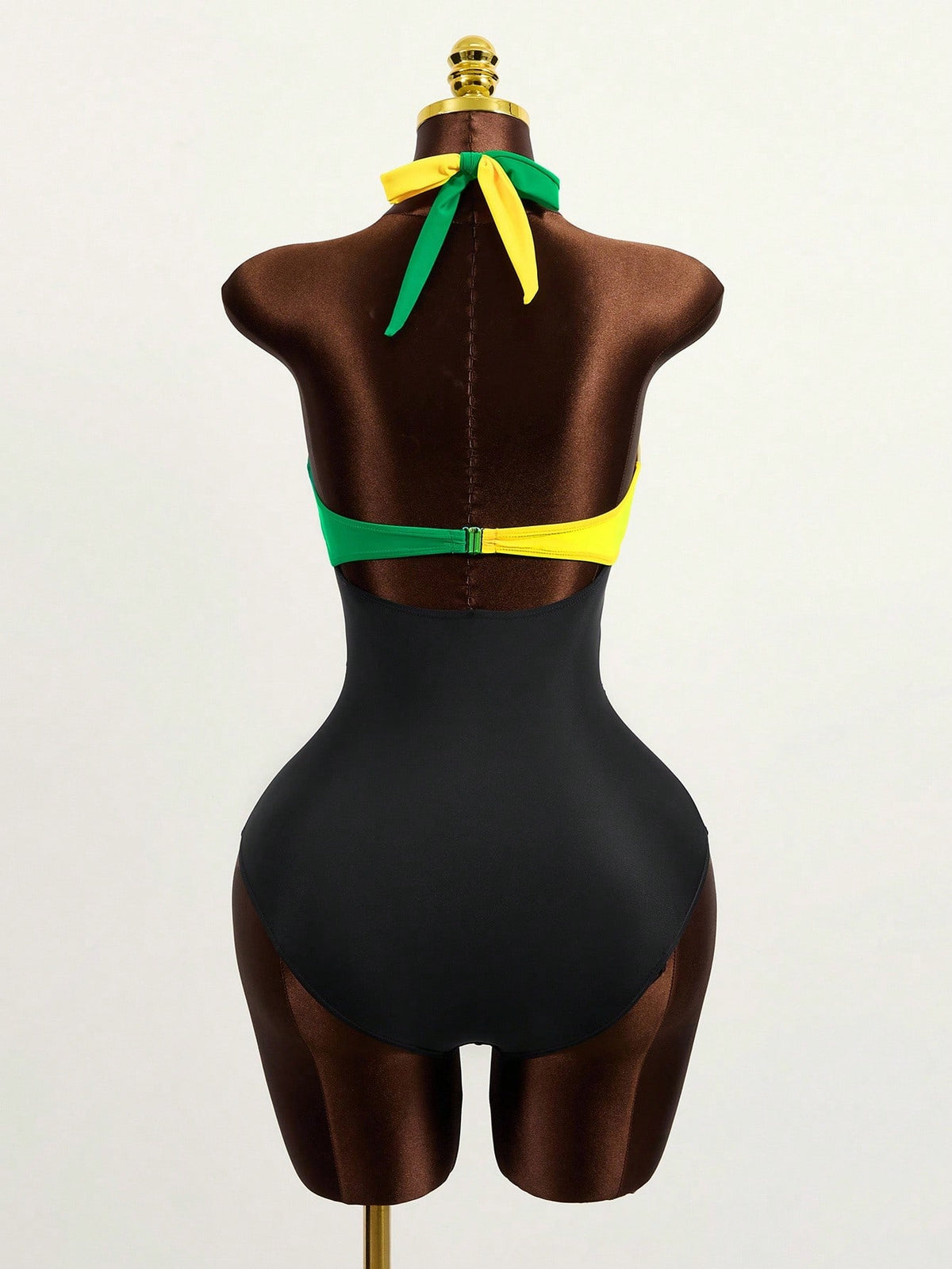 Zestiva Women's Vacation Beach Contrast Splice Backless Halter One-Piece Swimsuit For Summer