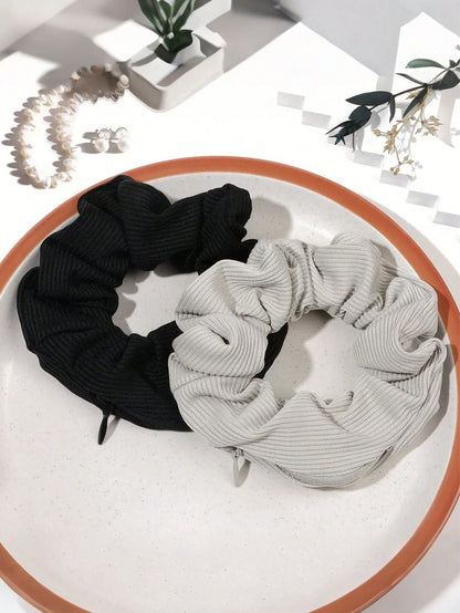 Zipper Hair Scrunchie, Multi-Functional Hair Band Storage Bag- Hidden Zipper Pocket Hair Scrunchie- Solid Color Minimalist Hair Scrunchie With Secret Storage