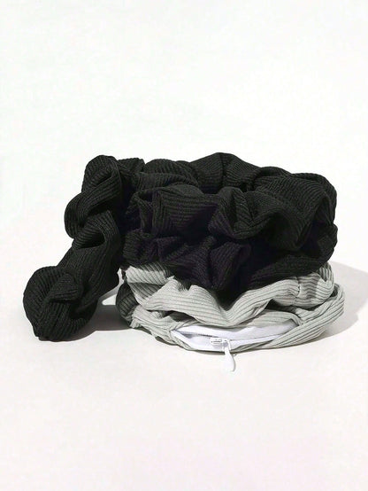 Zipper Hair Scrunchie, Multi-Functional Hair Band Storage Bag- Hidden Zipper Pocket Hair Scrunchie- Solid Color Minimalist Hair Scrunchie With Secret Storage