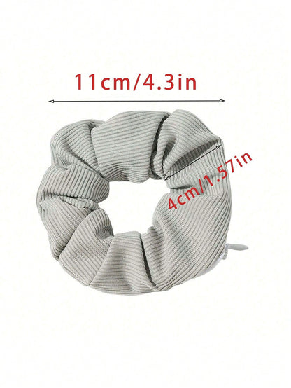 Zipper Hair Scrunchie, Multi-Functional Hair Band Storage Bag- Hidden Zipper Pocket Hair Scrunchie- Solid Color Minimalist Hair Scrunchie With Secret Storage