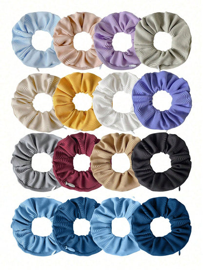 Zipper Hair Scrunchie, Multi-Functional Hair Band Storage Bag- Hidden Zipper Pocket Hair Scrunchie- Solid Color Minimalist Hair Scrunchie With Secret Storage