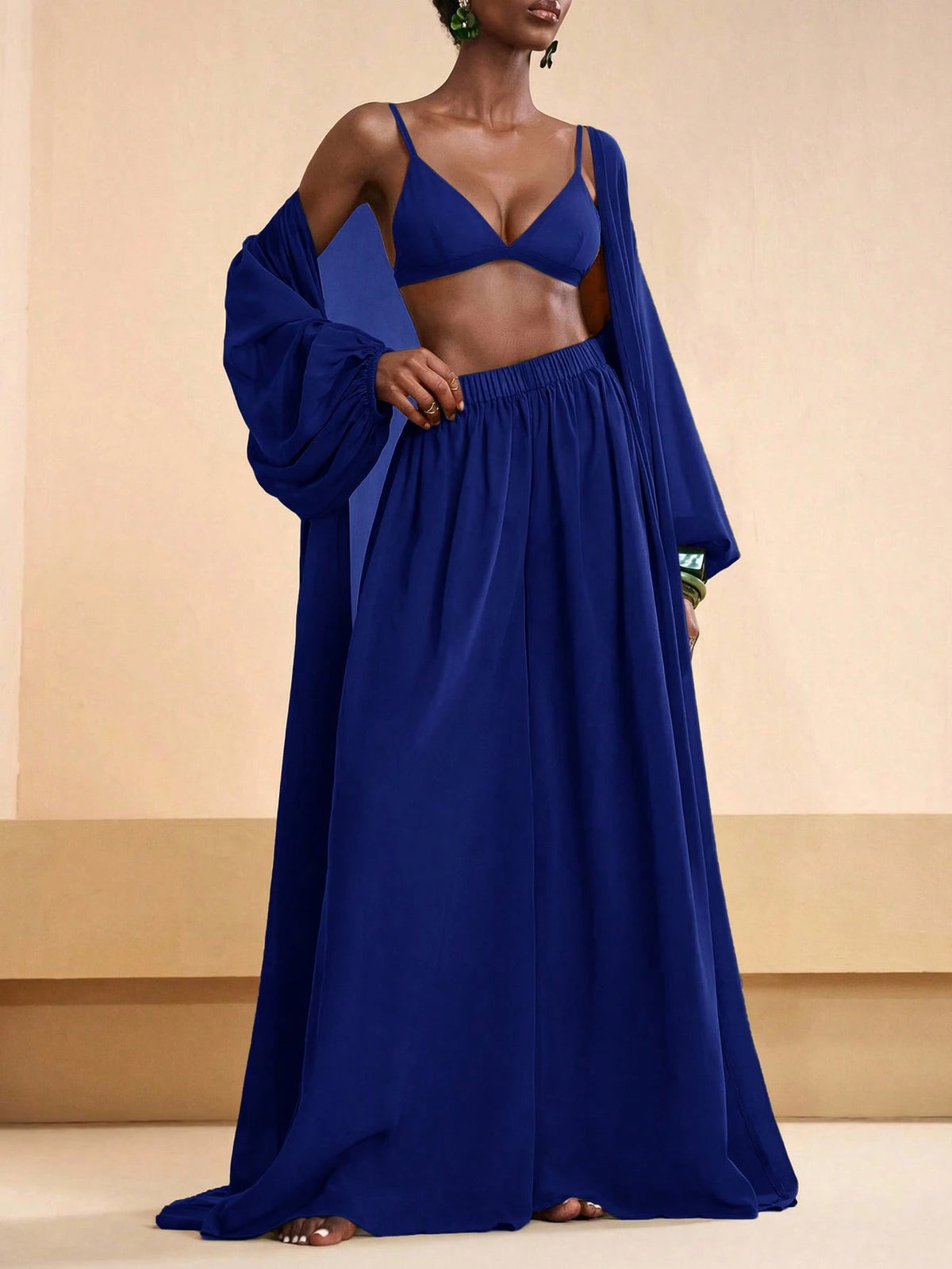Zivah 2026 Vacation Casual Beach Elegant Shirt And Wide Leg Pants Coverup Set Summer