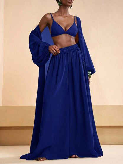 Zivah 2026 Vacation Casual Beach Elegant Shirt And Wide Leg Pants Coverup Set Summer