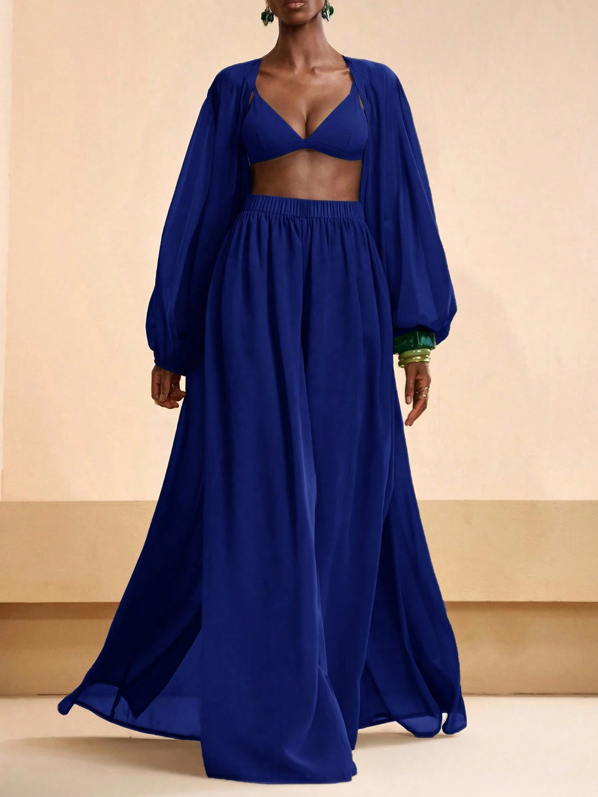Zivah 2026 Vacation Casual Beach Elegant Shirt And Wide Leg Pants Coverup Set Summer